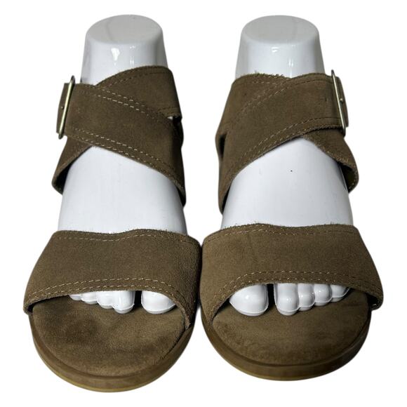 Steve Madden Roseanna Taupe Brown Suede Block Heel Sandals Size 8 - Picture 2 of 8